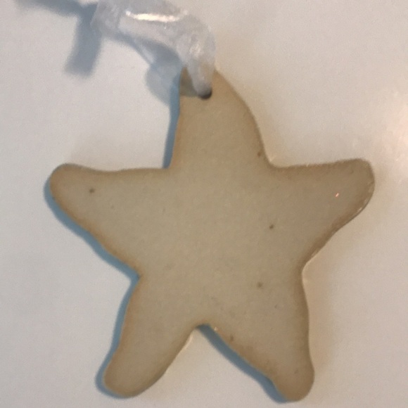 Starfish Sea Star Beach Buddies For Life Embossed Clay white Ribbon Ornament - Picture 3 of 6